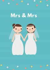 Mrs & Mrs Wedding Card – Cute Lesbian Wedding Congratulations Card created by Peculiar Print Shop by Hannaeyetattoo