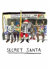 Funny Christmas Card - Secret Santa - Santa Newspaper Disguise created by Jelly Armchair