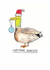 Cute Christmas Card - Duck Pun - Christmas Quacker created by Jelly Armchair
