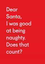 Good at being naughty funny Christmas card created by Twin Pines Creative