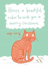 The cat ate the Robin Christmas card created by Sarah Ray