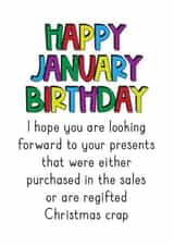 Cheeky January birthday card created by Silly Prints