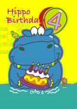 Hippo Four Birthday Card 12106 created by Michael Walsh