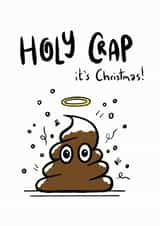 Funny Christmas Card - Holy Crap - Poop Pun created by Debmon Design