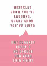 Facial Hair Birthday Card - Funny and Cheeky - Theres No Excuse For Your Chin Hairs created by Tess Cards