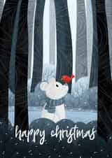 Cute Christmas Card - Little Bear - Forrest created by Megan Higgins