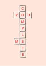 You Complete Me Crossword-Inspired Romantic Card – Anniversary – Valentine's Day created by Cards.Cards.Cards