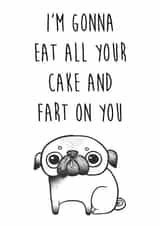 PUG FART Birthday Card 12407 created by LOVE PAPER RAINBOW