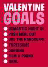 Valentines Goals Valentines Day Card created by Dean Morris Cards