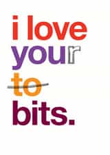 Cheeky Typography Valentines Day Card / Anniversary Card - I Love Your Bits created by Wordplay Design
