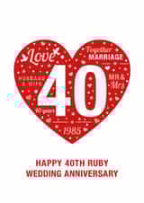 Ruby Anniversary Card 2025 - 40 years created by Cookie Design