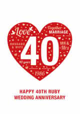 40th Anniversary Card 2025 - 40 years - Ruby - Mr & Mrs created by Cookie Design