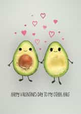 Cute Valentines Day Card - Avocado - Pun - Happy Valentines Day To My Other Half created by Yippea