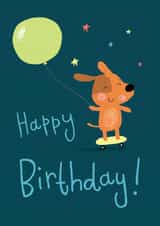 Cute Birthday Card - For Him - Dog - Skateboarding created by Becky Down