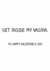 Rude Valentines Day Card - Get Inside My Vagina created by Offhand Cards