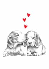 Cute Puppy Love Anniversary Card / Valentines Day Card created by Dotty Dog Art