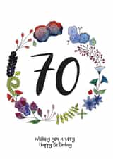 Classic 70th Birthday Card - Flowers - For Her created by Ivorymint cards