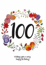 Classic 100th Birthday Card - Flowers - For Her created by Ivorymint cards