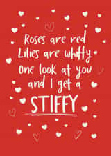 Rude Valentines Day Card - Poem - Roses Are Read Lilies Are Whiffy One Look At You And I Get  Stiffy created by Giddy Kipper