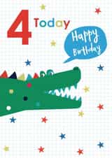 Cute 4th Birthday Card - Crocodile - 4 Today created by TillieMint