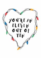 Cute Stranger Things Anniversary Card / Valentines Day Card - You're An Eleven Out Of Ten created by Mrs Best Paper Co.