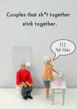 Rude Toilet Humour Anniversary Card / Valentines Day Card - Couples That Shit Together Stick Together - FFS That Stinks created by Bold & Bright Cards
