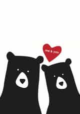 Cute Bear Couple Anniversary Card / Valentines Day Card / Wedding Card - Me & You created by Heather Alstead Design LTD