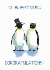 Happy penguins getting married - wedding card created by Richard Marsh Art