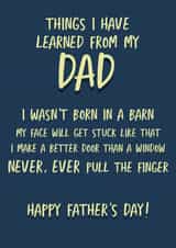 Things I leaned from my Dad Card created by Giddy Kipper