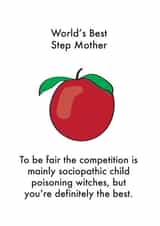 Funny Mothers Day Card - Step Mum - Apple - World's Best Step Mother created by OBJECTABLES