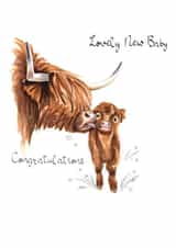 New Baby Highland Cow Card created by SABIVO Design by Sabina