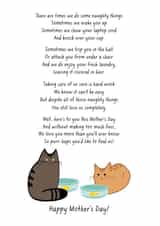 Funny Mothers Day Card - Cat Mum - Poem - There Are Times We Do Some Naughty Things created by Miümi Cat