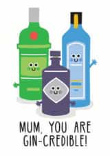 Cute Birthday Card for Mum - Gin - Mum you are Gincredible created by Studio Boketto