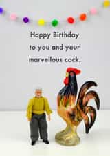 A rude rooster themed birthday card created by Bold & Bright Cards