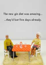 The gin diet card created by Bold & Bright Cards