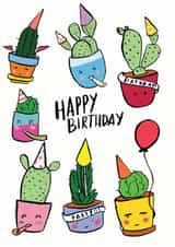 cactus illustration Birthday Card 5837 created by Emily Hline Illustration