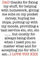 Funny Dad thank you card created by Adam Regester