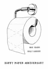 Funny Toilet Roll Pun Anniversary Card - One Year - Holy Sheet - Happy Paper Anniversary created by Panda and the Prince