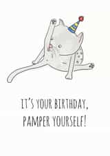 cat pamper Birthday Card 13928 created by SmellyCardStudio