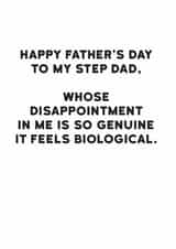 Stepdad genuine disappointment Father's Day card created by Holy Flaps