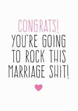 Funny Wedding Card For Couple - Engagement Card - Rock This Marriage Shit created by Purple Tree Designs