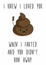 Funny Poo Anniversary Card / Valentines Day Card - Farts - I Knew I Loved You When I Farted And You Didn't Run Away created by Fabulously Framed