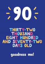 32,872 days old 90th birthday card created by Ivorymint cards