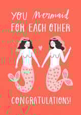 Two female mermaids married - wedding - red created by Charly Clements
