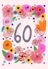 60 floral Birthday Card 9469 created by Hello Hatty