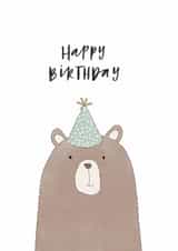 Cute Birthday Card Featuring an Adorable Bear Wearing a Birthday Hat created by Jessie Miles