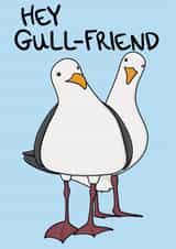 Funny Valentines Day Card - Seagulls - Pun - Hey Gullfriend created by OhJaye