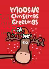Moosive Christmas Greetings - Pun - Moose - Cute - Moose - Christmas Card created by Pink wink