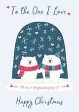 To The One I Love - Polar Bears - Cute - Couple - Holding Hands - Snow Globe - Merry and Bright Snowglobe - Christmas Card created by Wink Design - Michelle Roberts
