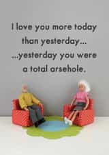 Cheeky Figurine Anniversary Card / Valentines Day Card - I Love You More Today Than Yesterday created by Bold & Bright Cards